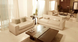 Spacious living room in the flats at The Metrozone